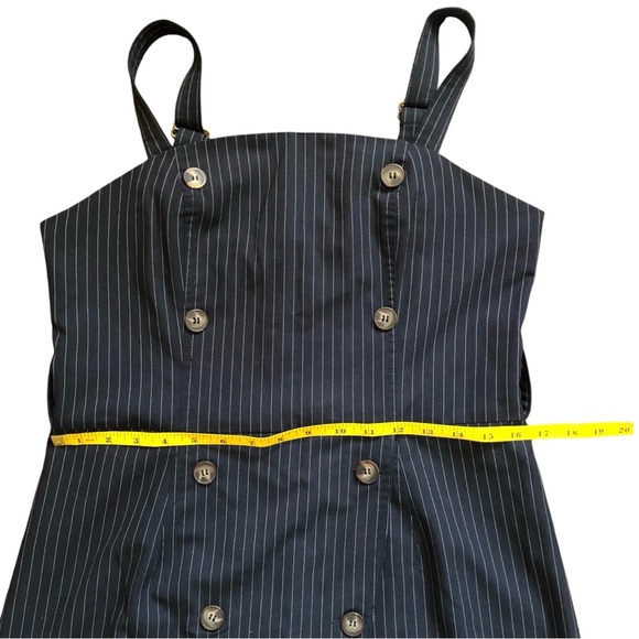 Dress Forum Navy Blue and White Pin Stripe Sleeveless Dress Large - Picture 6 of 10